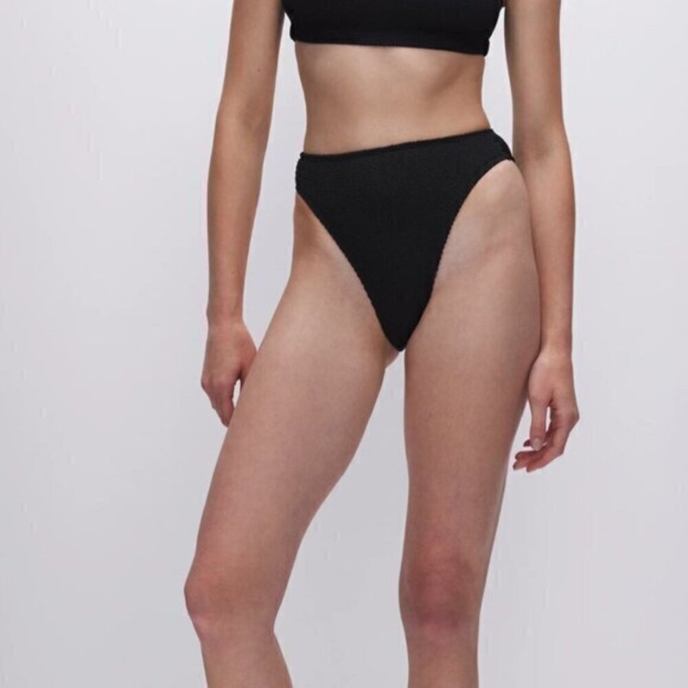 Good American Good Waist Basic Bikini Bottom Black Women's Size M/2 NWT